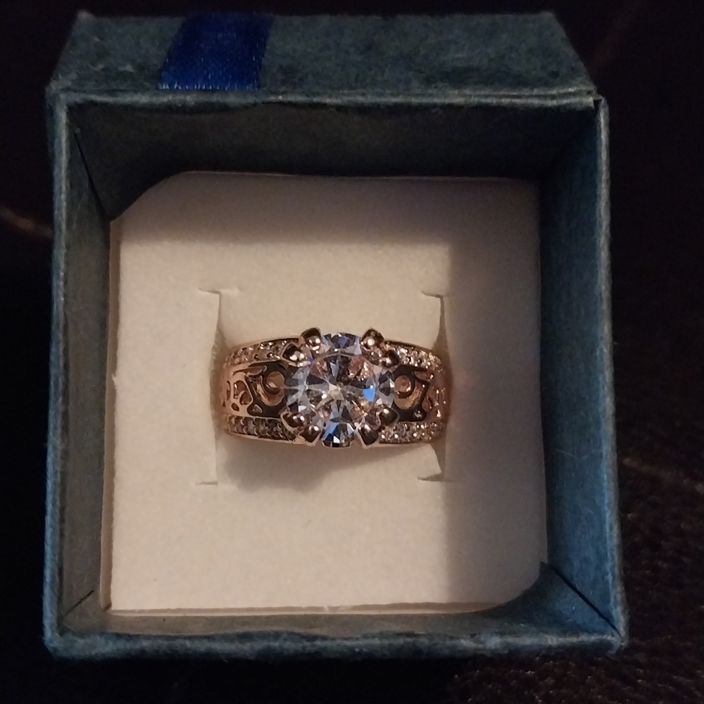 Rose gold plated diamond ring